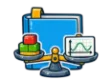 CLEP College Algebra study guide: illustration of a balance scale with blocks and a parabola graph in front of a study booklet