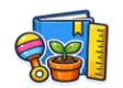 CLEP Human Growth and Development study guide: illustration of a rattle, a sprouting plant and a height chart in front of a study booklet