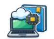 DSST Computing and Information Technology study guide: illustration of a laptop, a cloud and a microchip in front of a study booklet