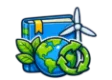 DSST Environmental Science study guide: illustration of a leafy globe, a wind turbine and recycling arrows in front of a study booklet