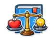 DSST Ethics in America study guide: illustration of a scale balancing a heart and a lightbulb in front of a study booklet