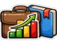 DSST Introduction to Business study guide: illustration of a briefcase and a rising bar chart in front of a study booklet