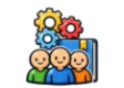 DSST Organizational Behavior study guide: illustration of a team of figures and interlocking gears in front of a study booklet