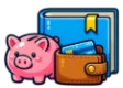 DSST Personal Finance study guide: illustration of a piggy bank, a wallet and a credit card in front of a study booklet