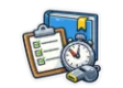 DSST Principles of Supervision study guide: illustration of a clipboard, a stopwatch and a whistle in front of a study booklet