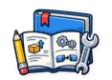 DSST Technical Writing study guide: illustration of a manual with diagrams, a pencil and a wrench in front of a study booklet