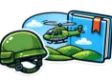 DSST History of the Vietnam War study guide: illustration of a military helmet and a helicopter over hills in front of a study booklet
